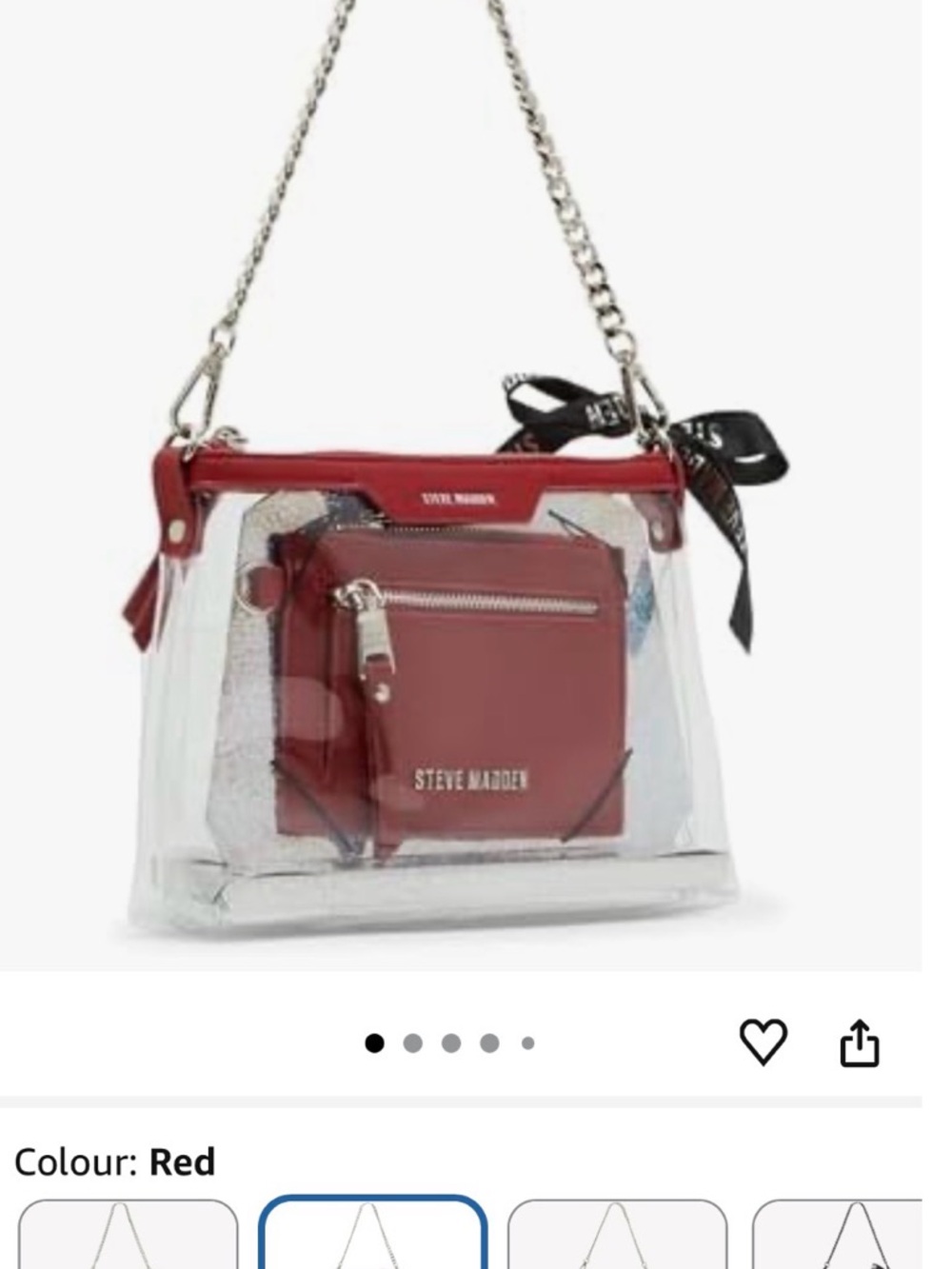 3 in 1 Steve Madden Red & Clear Concert Crossbody with Silver Hardware NWT